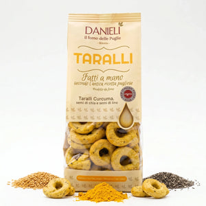 Taralli alla curcuma, semi di chia e semi di lino, 240g