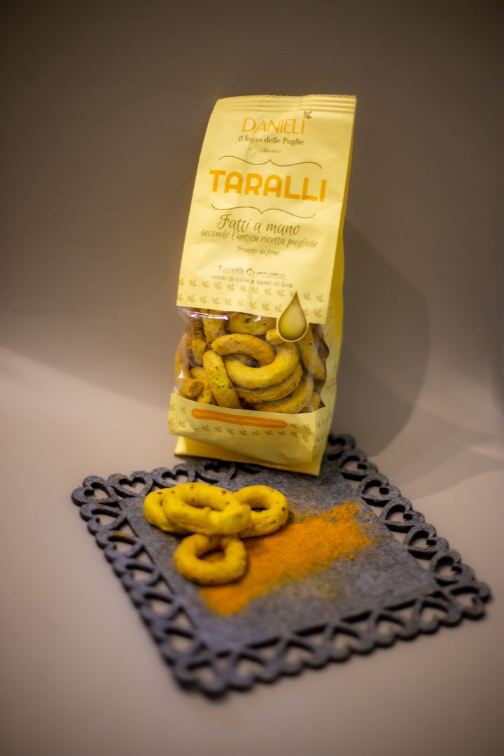 Taralli alla curcuma, semi di chia e semi di lino, 240g